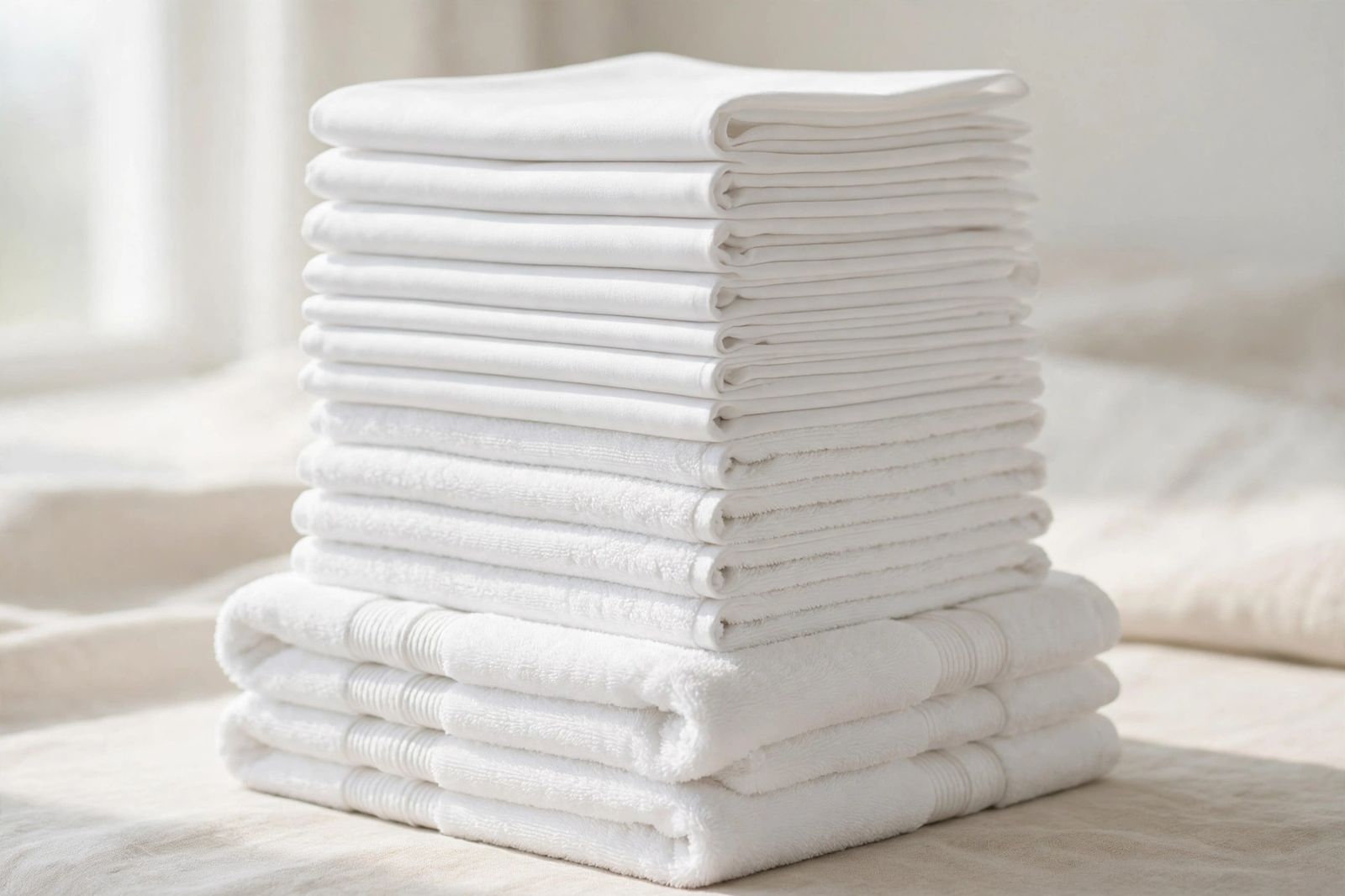 Crisp folded white linens